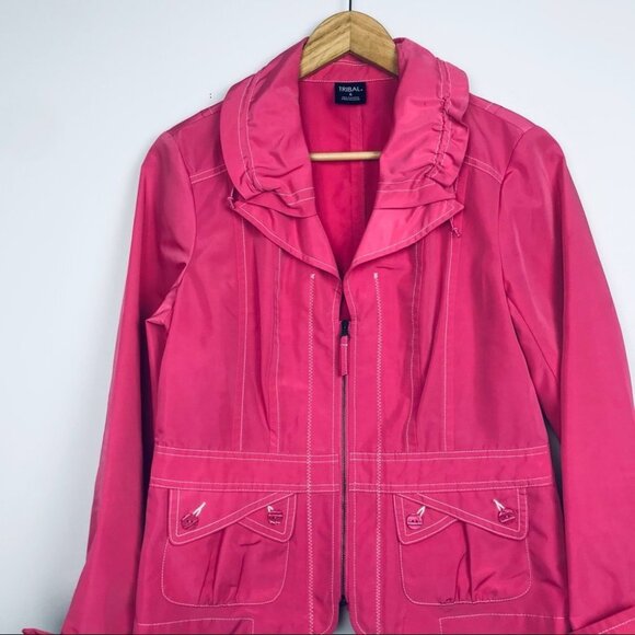 Tribal women Coral  pink Zip-Up Windbreaker jacket - Picture 5 of 14